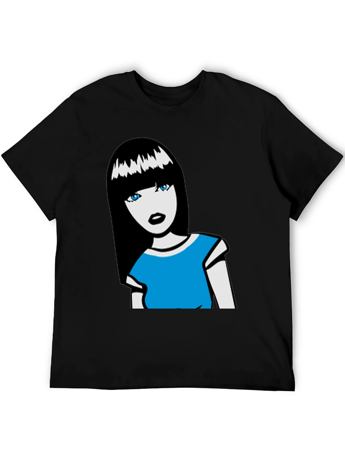 Cartoon Girl Graphic Tee - Black