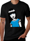 Cartoon Girl Graphic Tee - Black