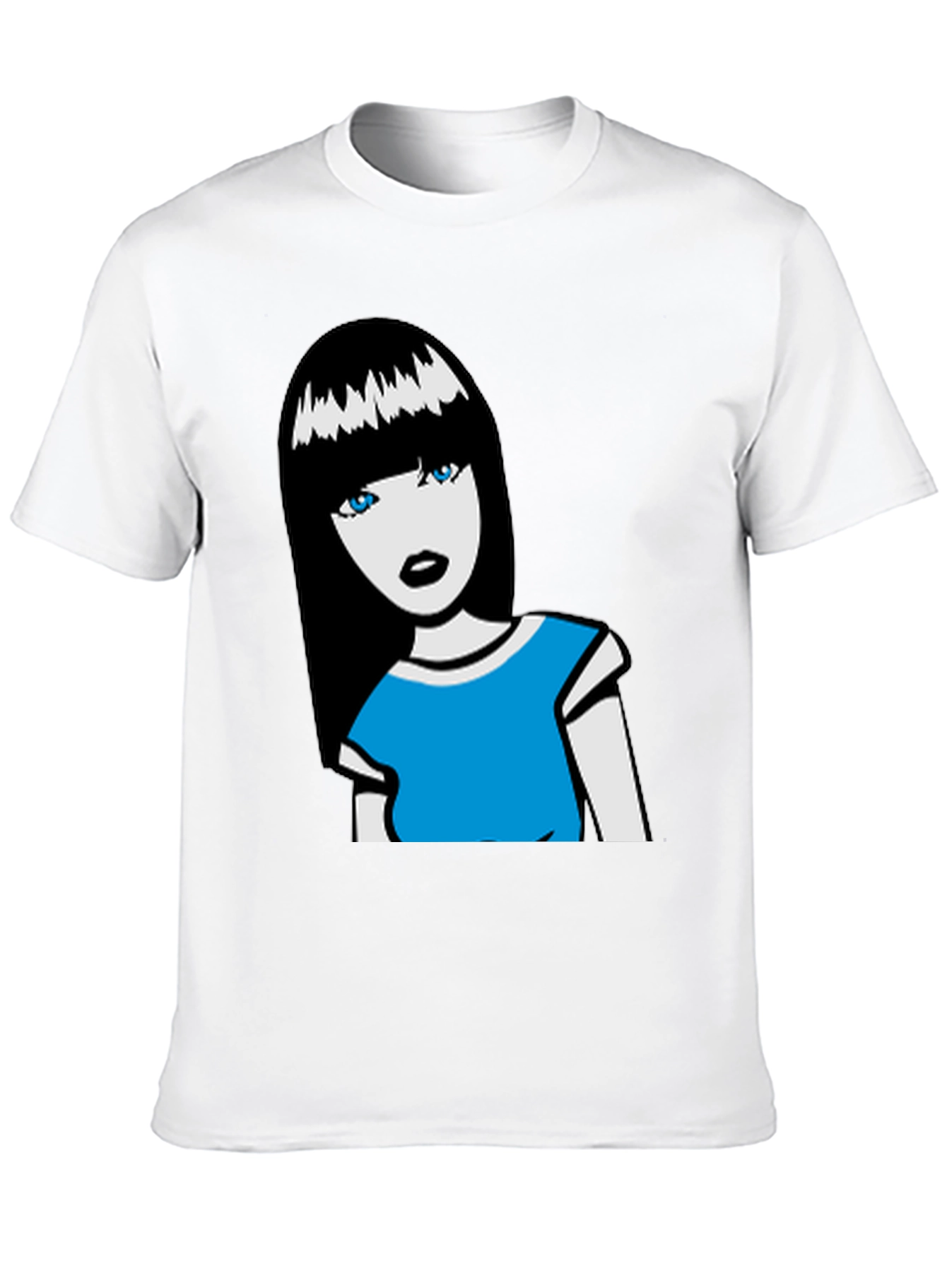 Cartoon Girl Graphic Tee - Black