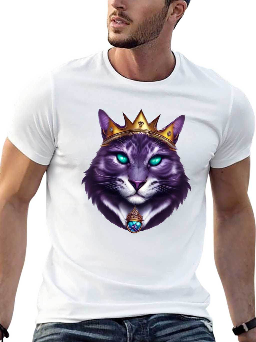 Royal Cat Graphic T-Shirt - Kingly Feline Design
