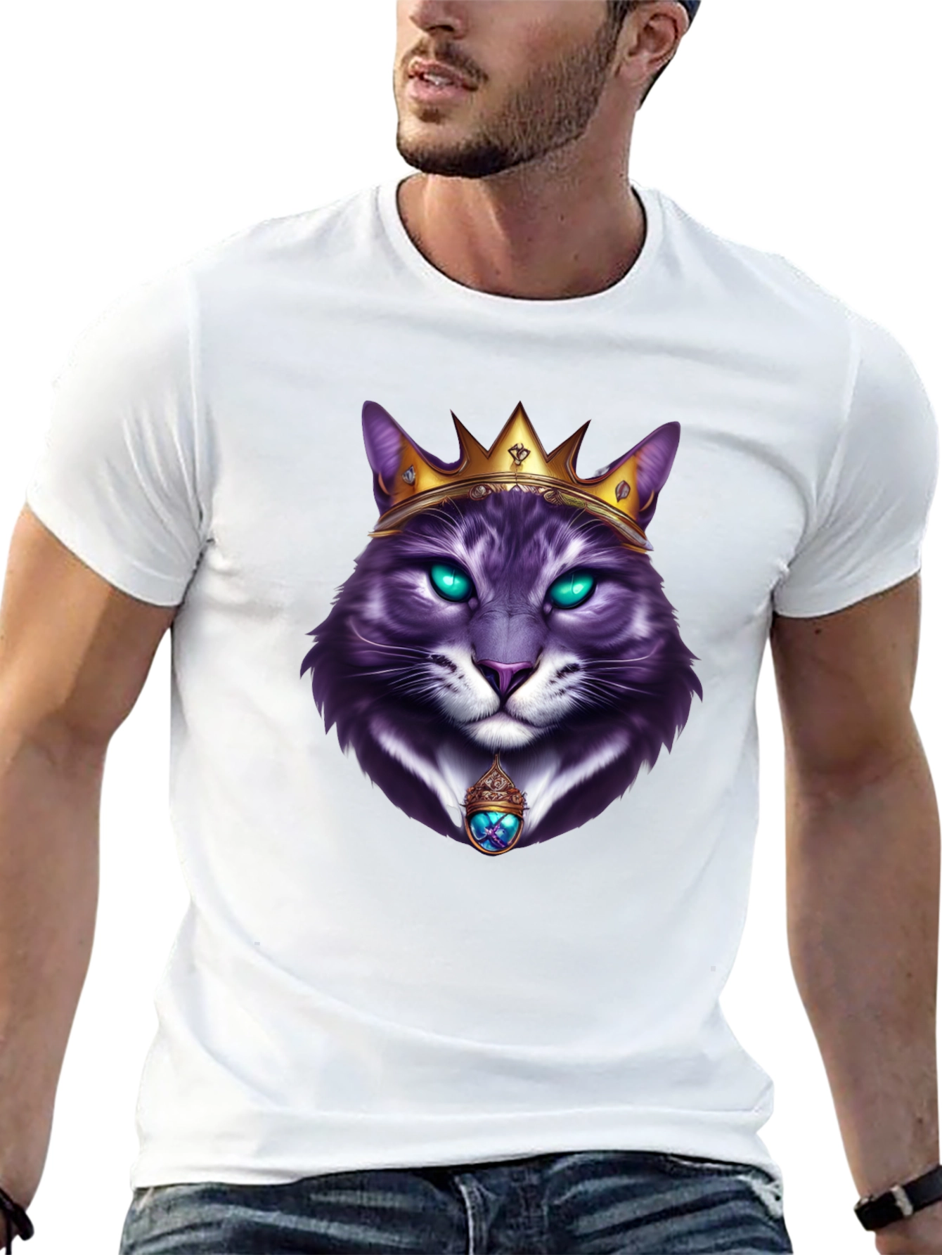Royal Cat Graphic T-Shirt - Kingly Feline Design