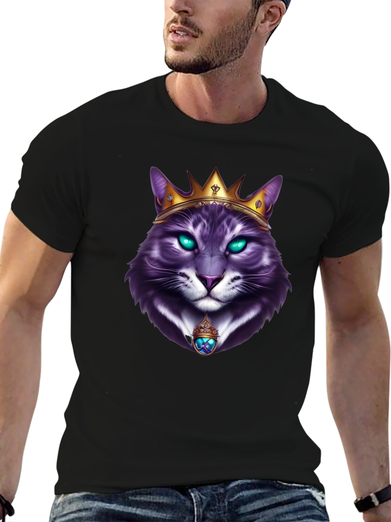 Royal Cat Graphic T-Shirt - Kingly Feline Design