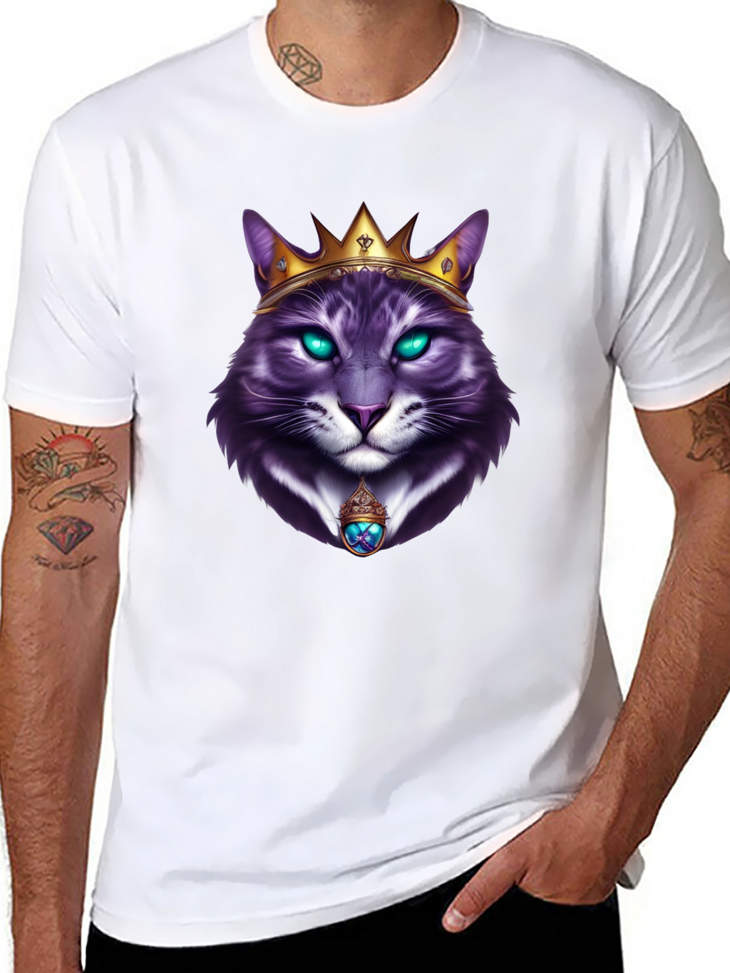 Royal Cat Graphic T-Shirt - Kingly Feline Design