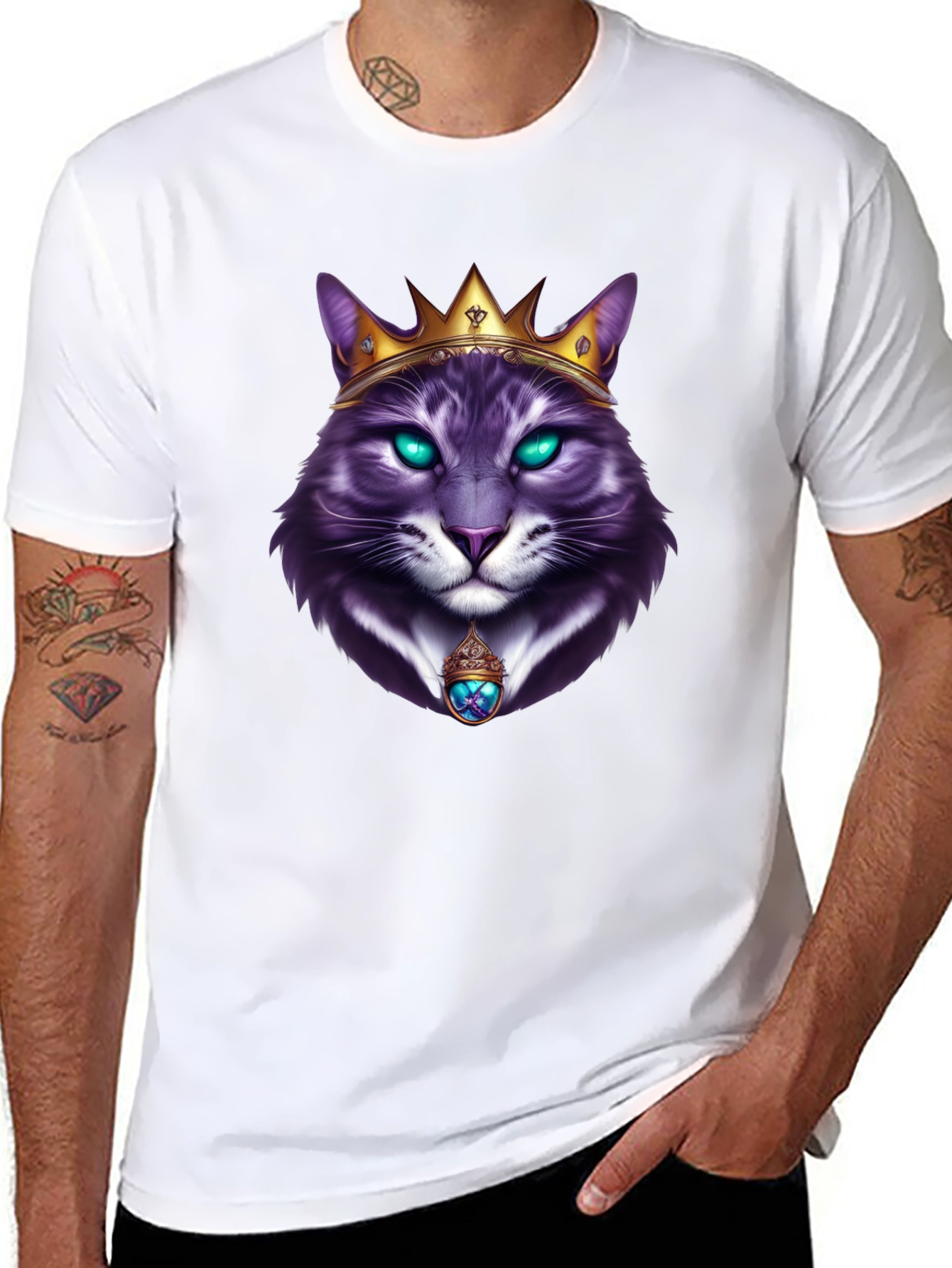 Royal Cat Graphic T-Shirt - Kingly Feline Design