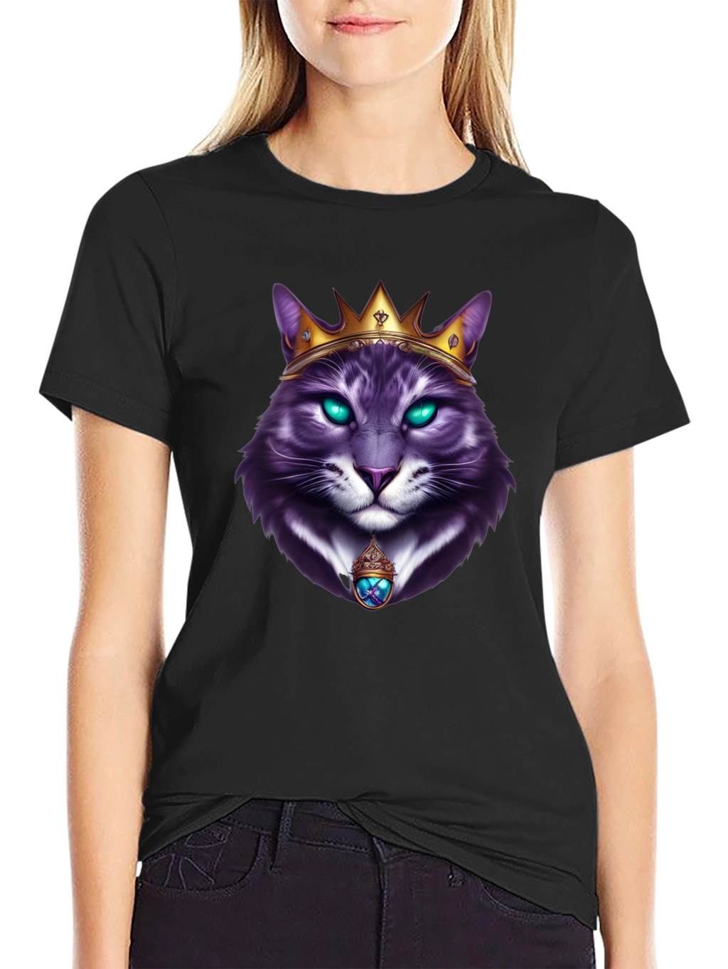 Royal Cat Graphic T-Shirt - Kingly Feline Design