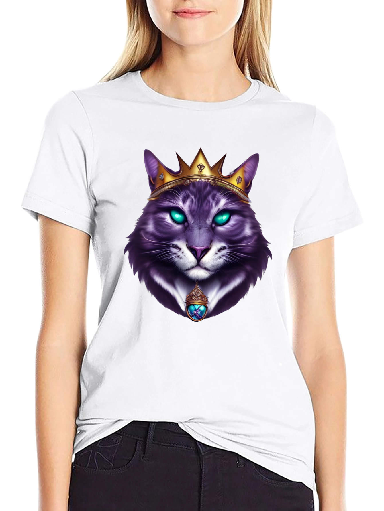 Royal Cat Graphic T-Shirt - Kingly Feline Design