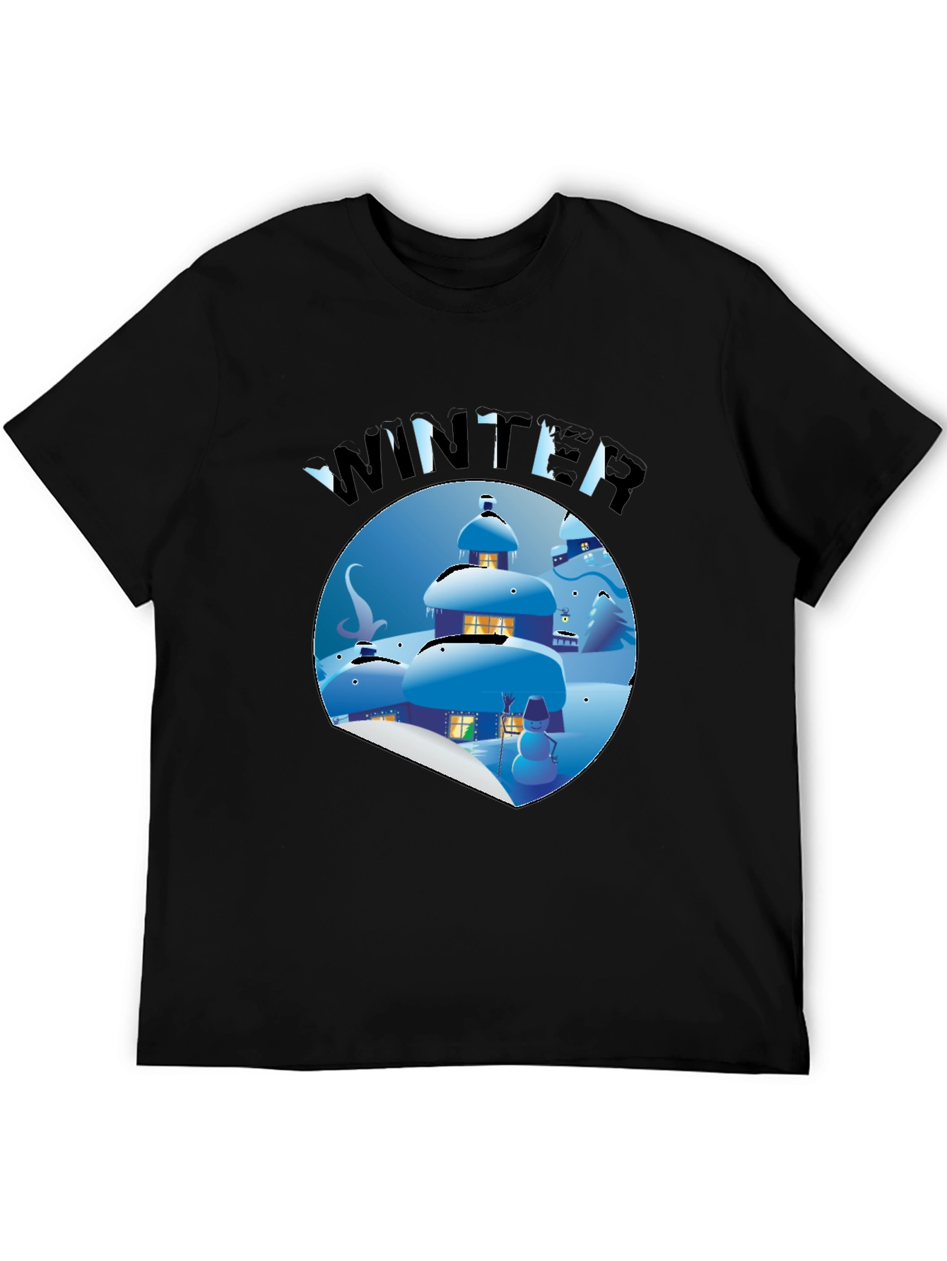 Winter Scene Graphic Tee - Unisex Black Shirt