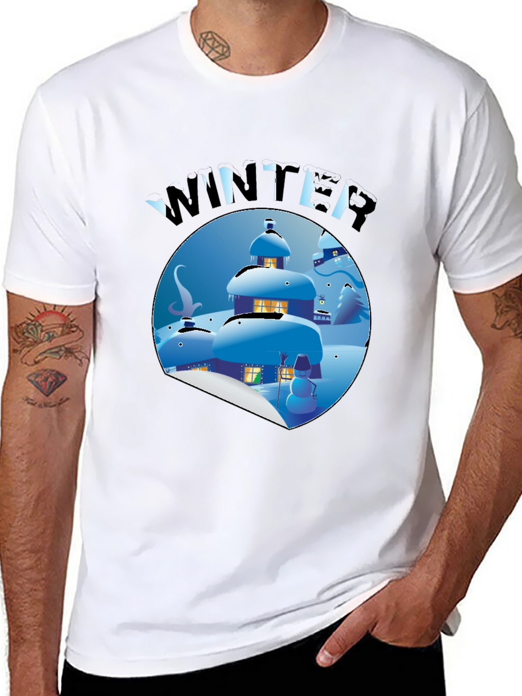 Winter Scene Graphic Tee - Unisex Black Shirt