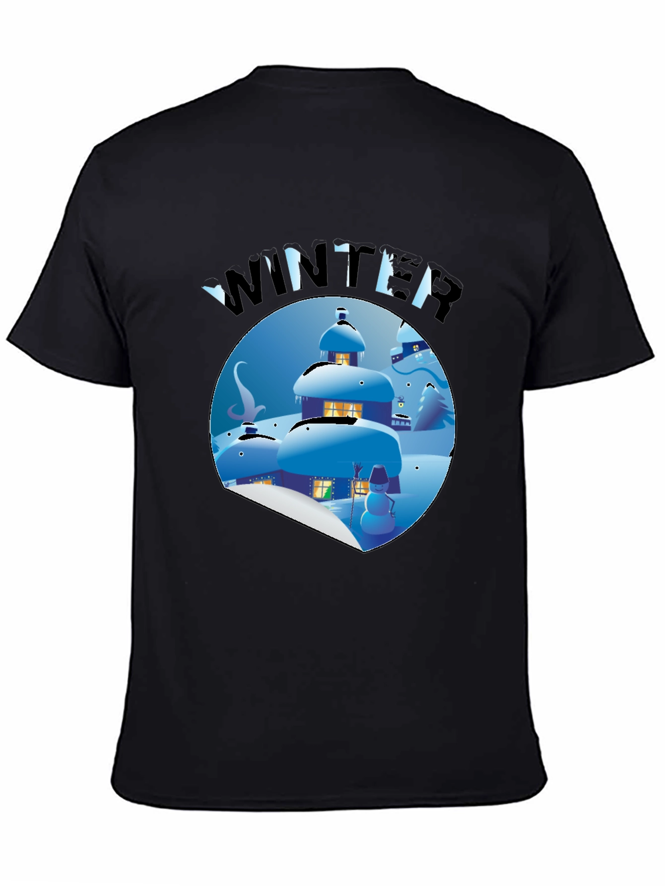 Winter Scene Graphic Tee - Unisex Black Shirt