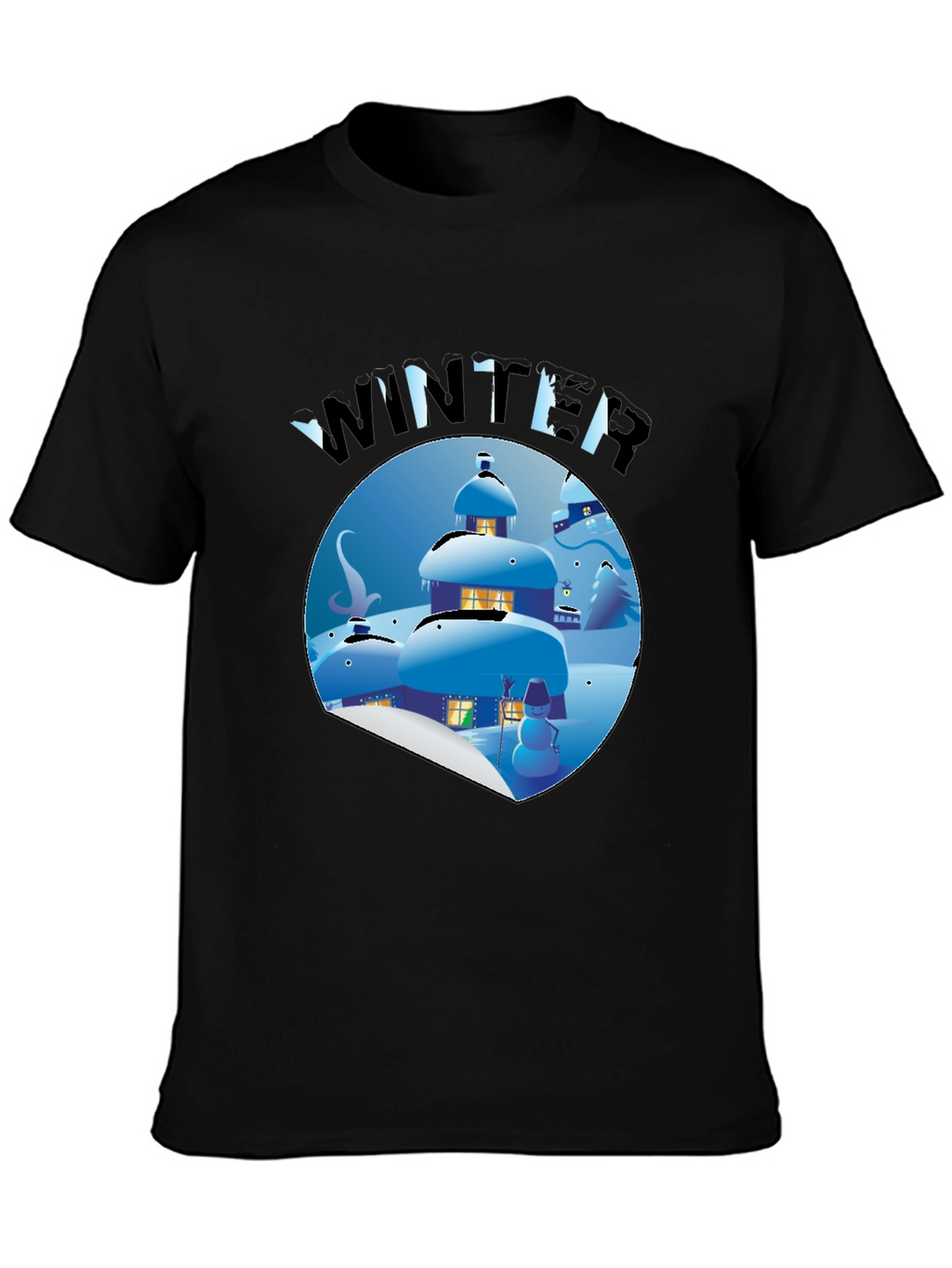 Winter Scene Graphic Tee - Unisex Black Shirt