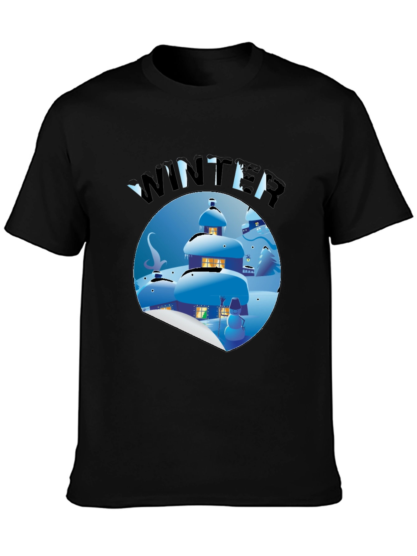 Winter Scene Graphic Tee - Unisex Black Shirt