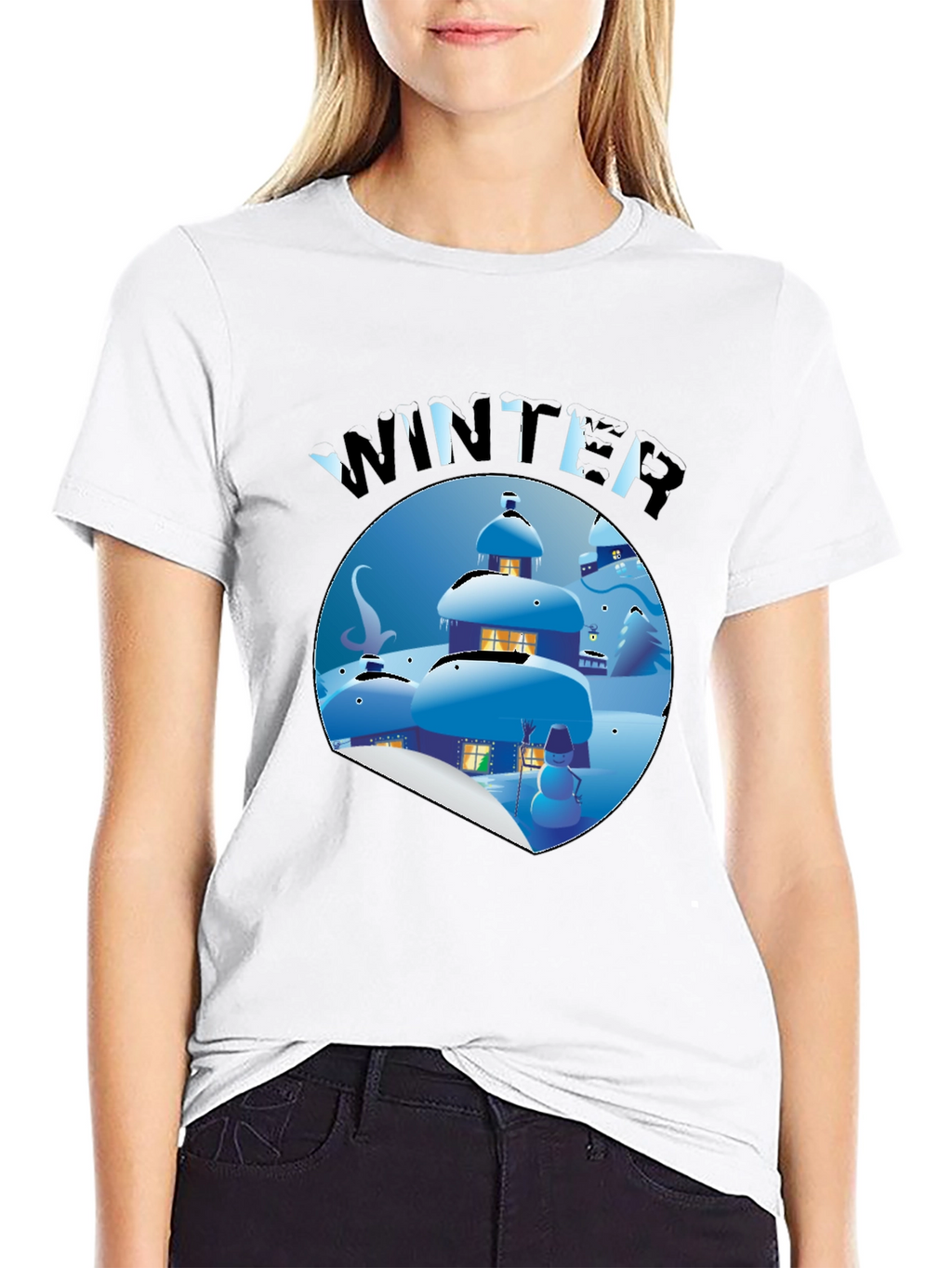 Winter Scene Graphic Tee - Unisex Black Shirt