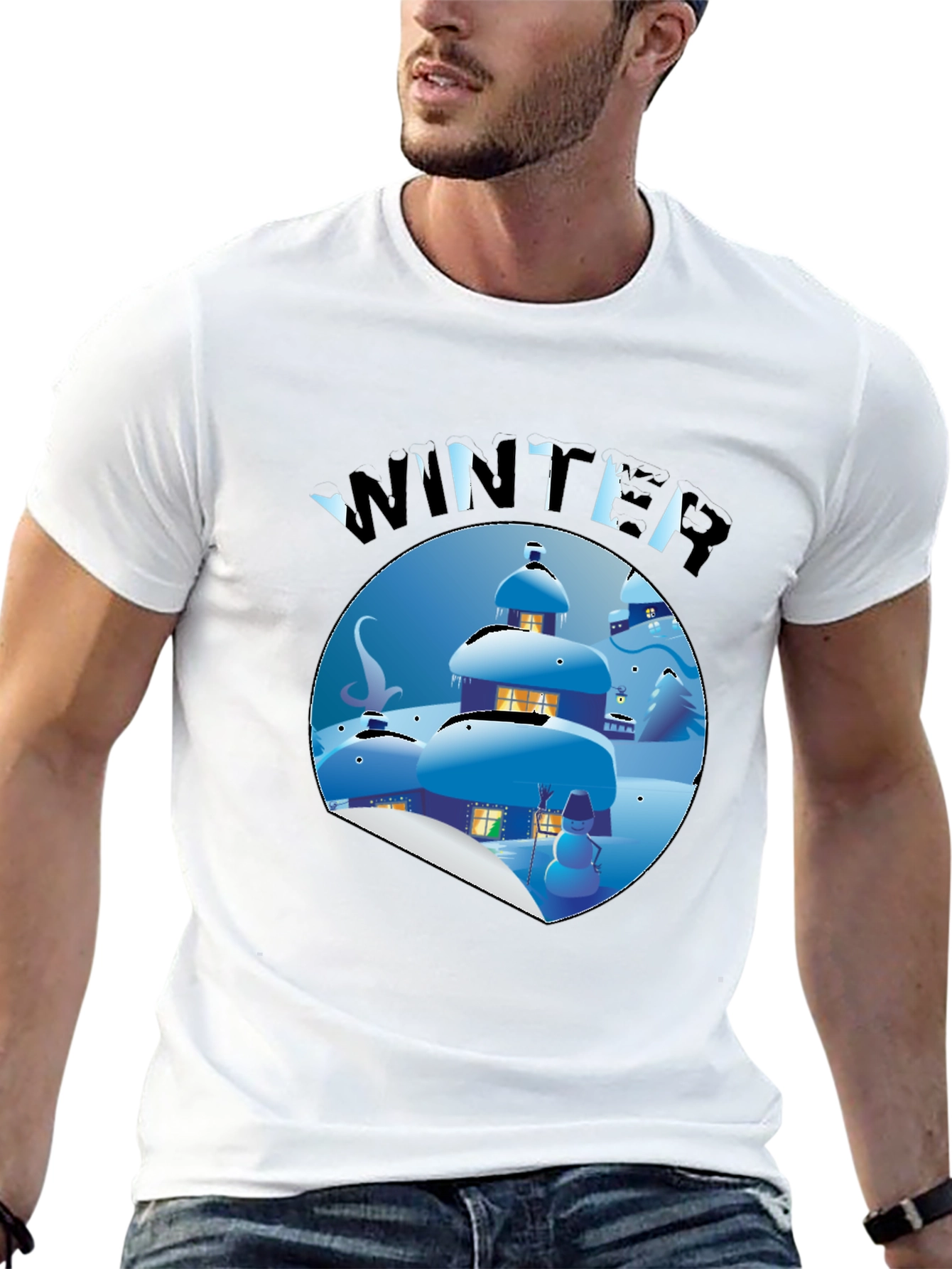 Winter Scene Graphic Tee - Unisex Black Shirt