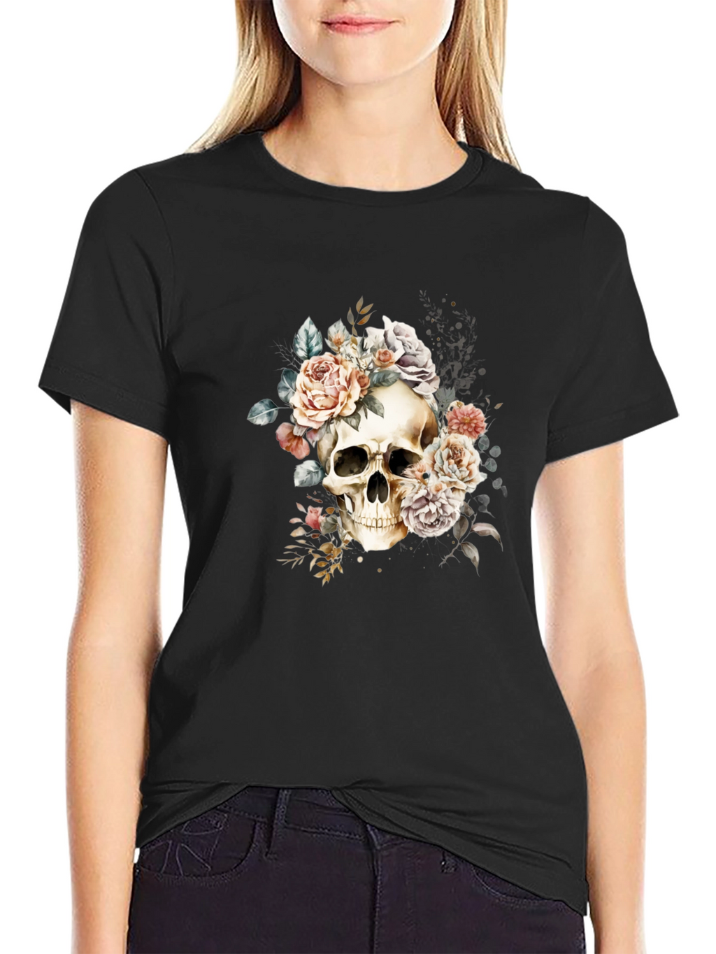 Skull & Roses Graphic Tee - Edgy Style