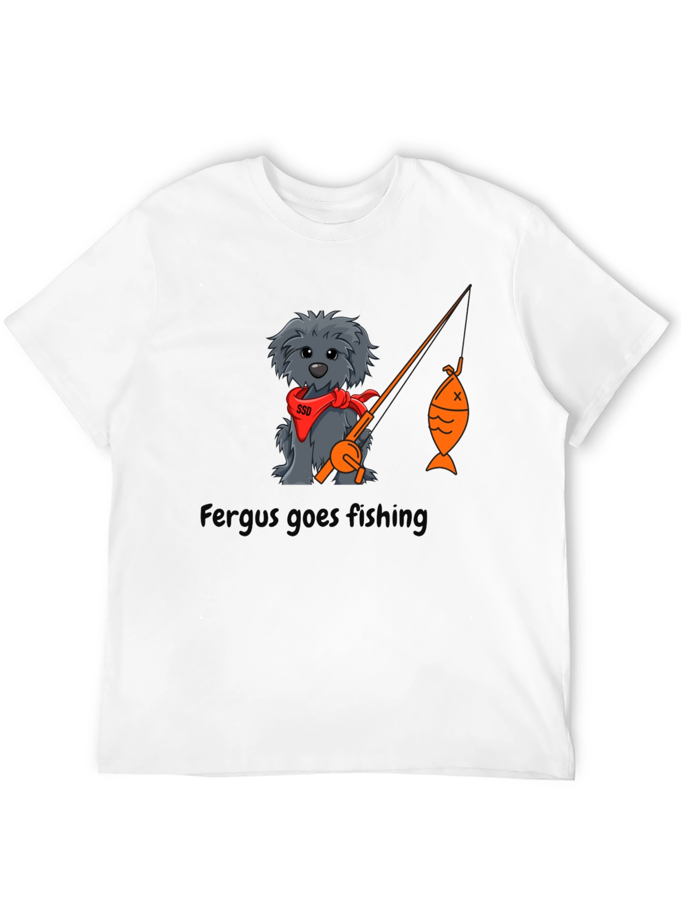 Fergus Goes Fishing Black T-Shirt