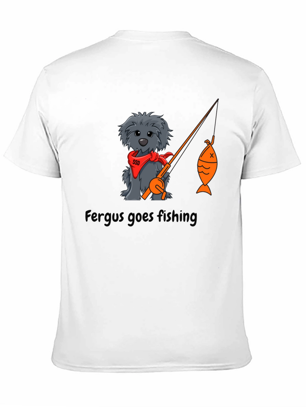 Fergus Goes Fishing Black T-Shirt