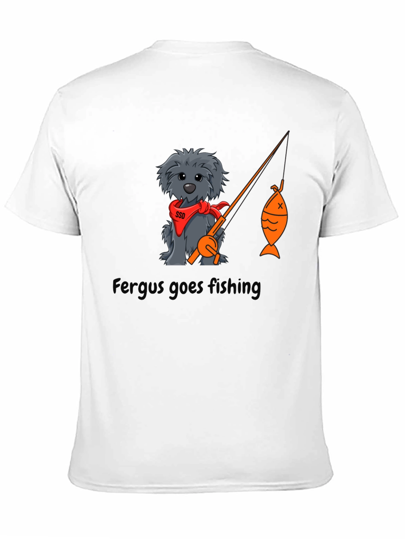 Fergus Goes Fishing Black T-Shirt