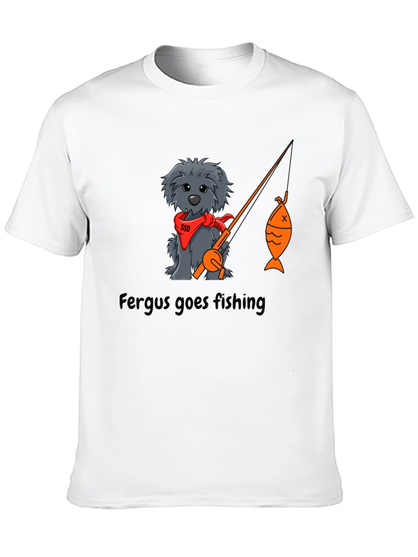 Fergus Goes Fishing Black T-Shirt