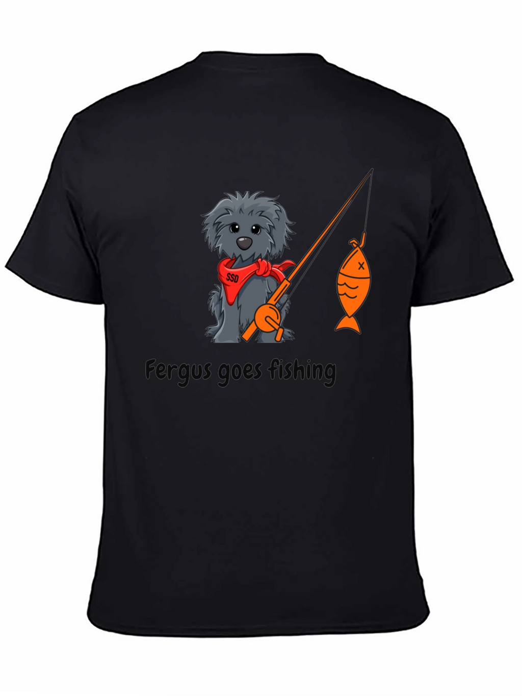 Fergus Goes Fishing Black T-Shirt