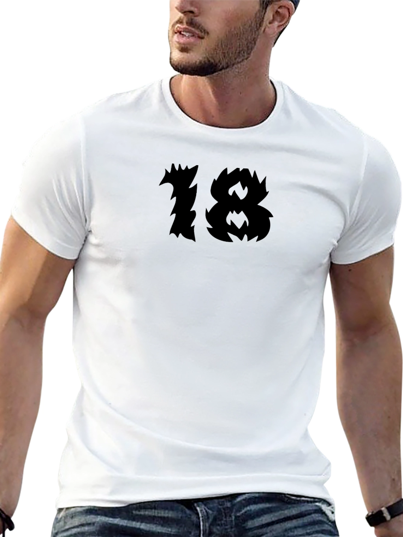 Mens Black Graphic Tee - Edgy 18 Design