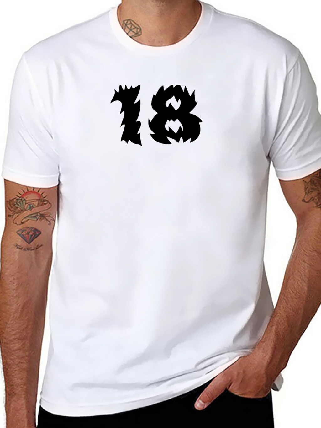 Mens Black Graphic Tee - Edgy 18 Design