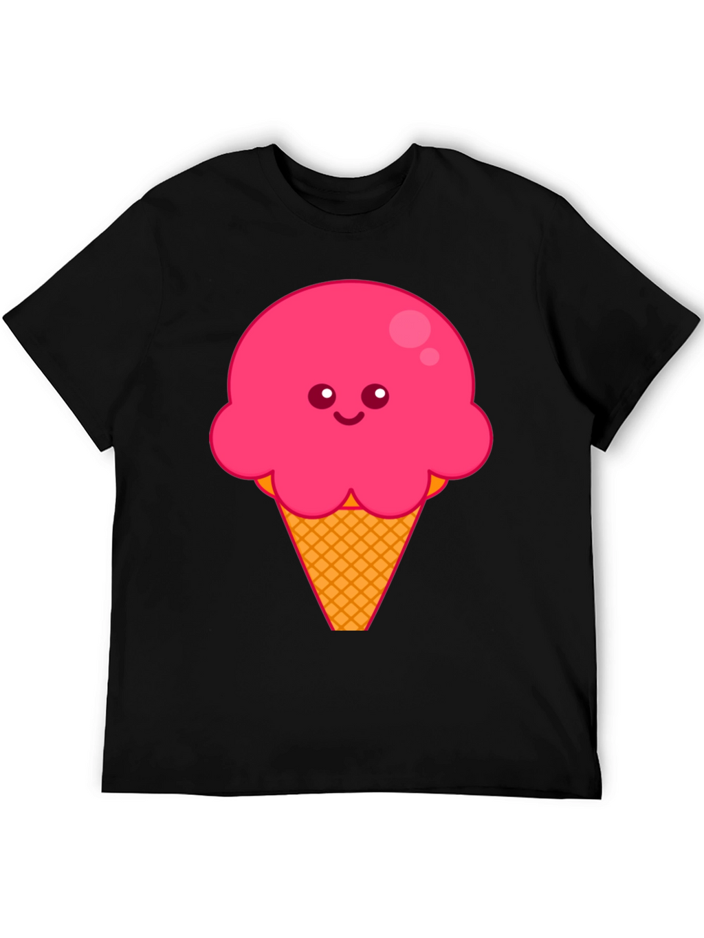 Cute Ice Cream Graphic Tee - Black Cotton T-Shirt