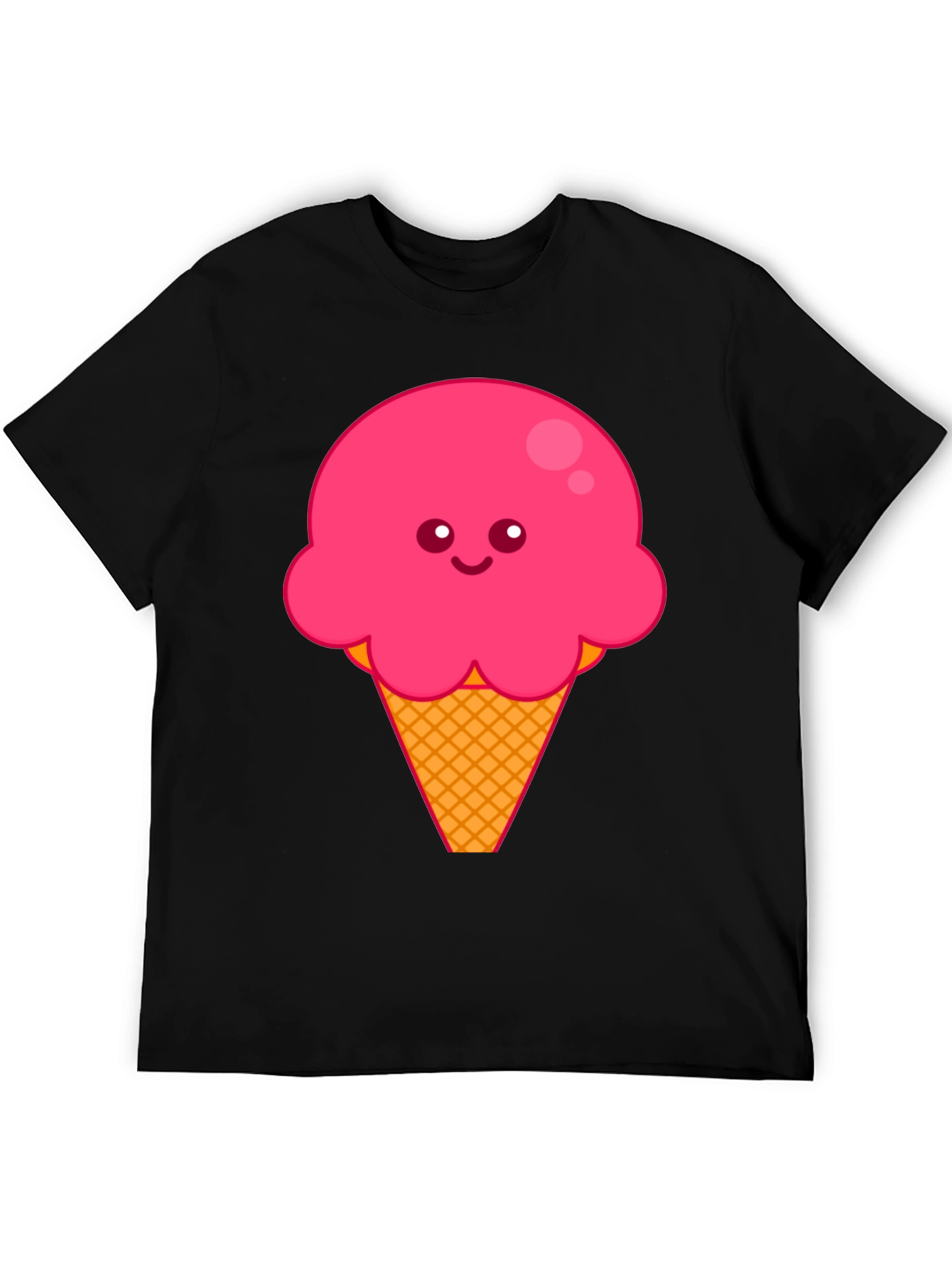 Cute Ice Cream Graphic Tee - Black Cotton T-Shirt