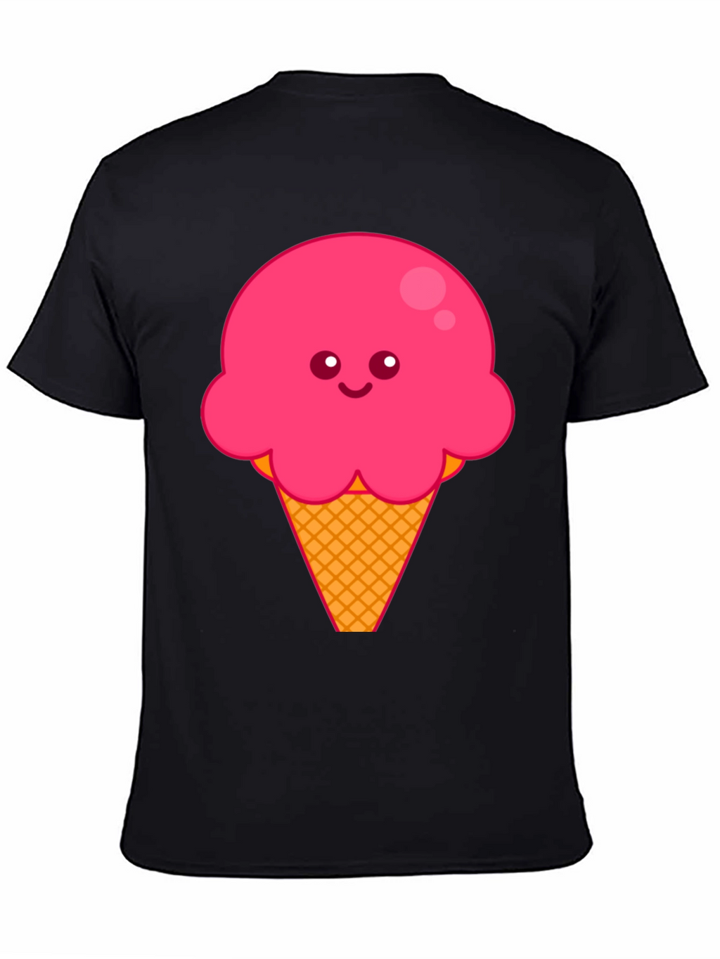 Cute Ice Cream Graphic Tee - Black Cotton T-Shirt