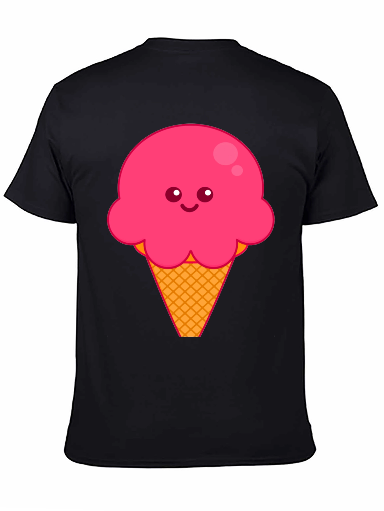 Cute Ice Cream Graphic Tee - Black Cotton T-Shirt