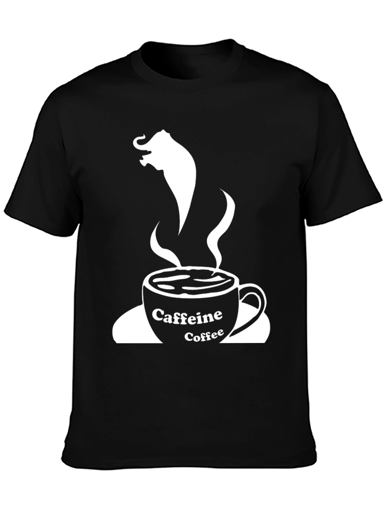 Caffeine Coffee Elephant T-Shirt - Black