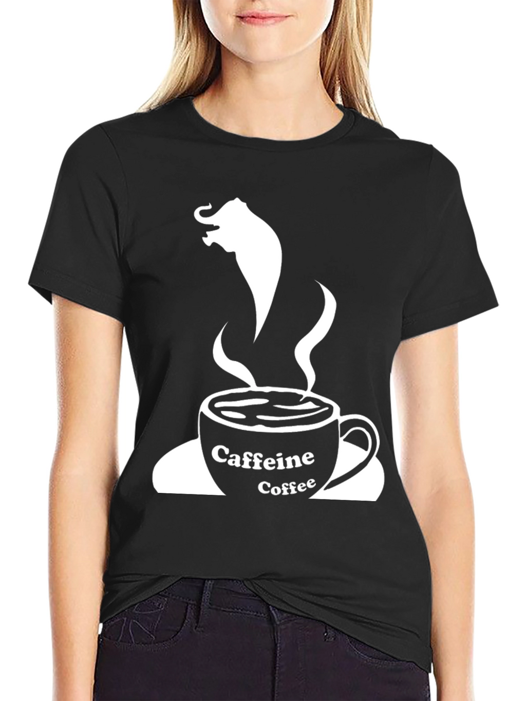 Caffeine Coffee Elephant T-Shirt - Black