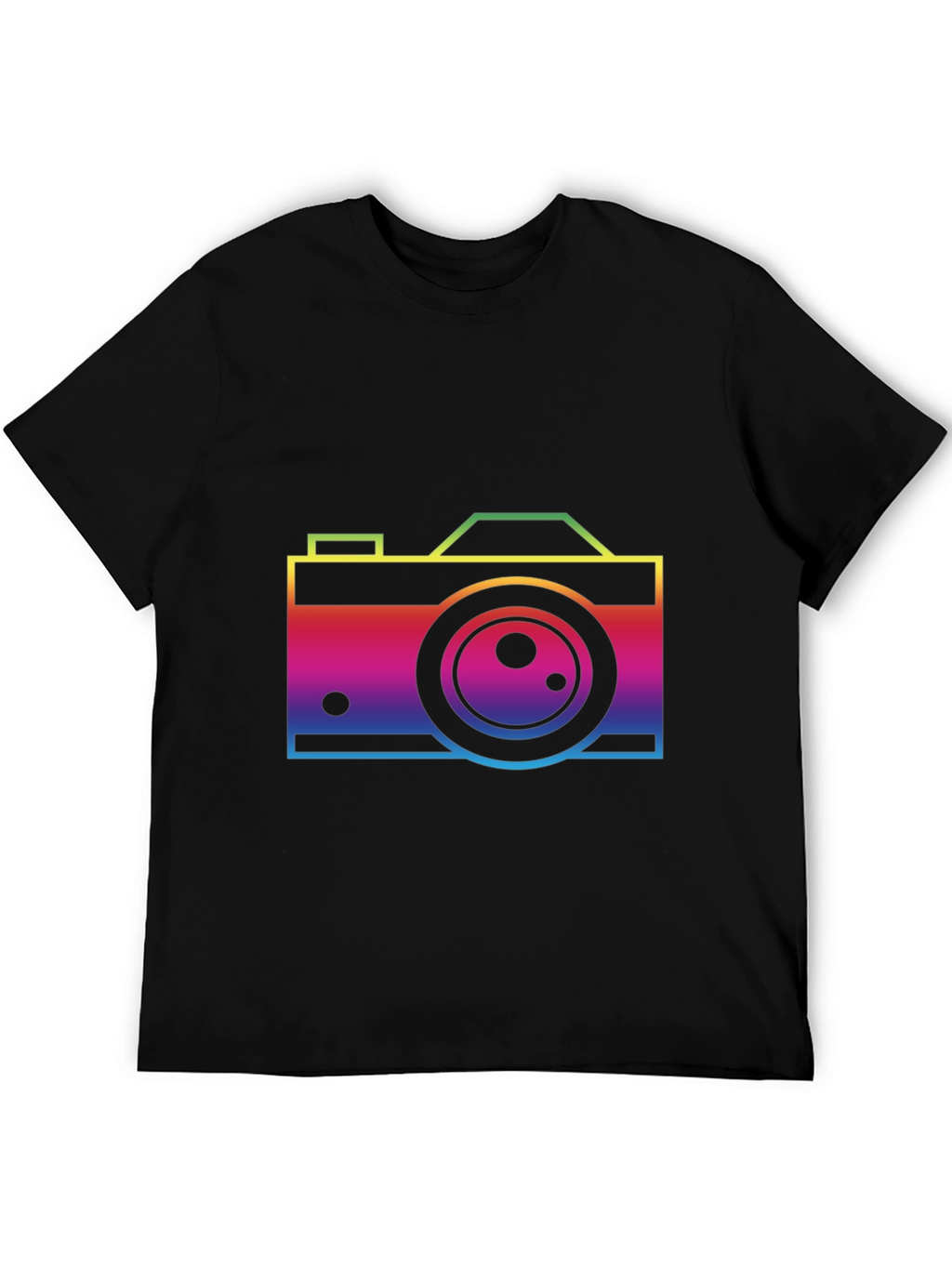Rainbow Camera Graphic T-Shirt - Black Cotton Tee