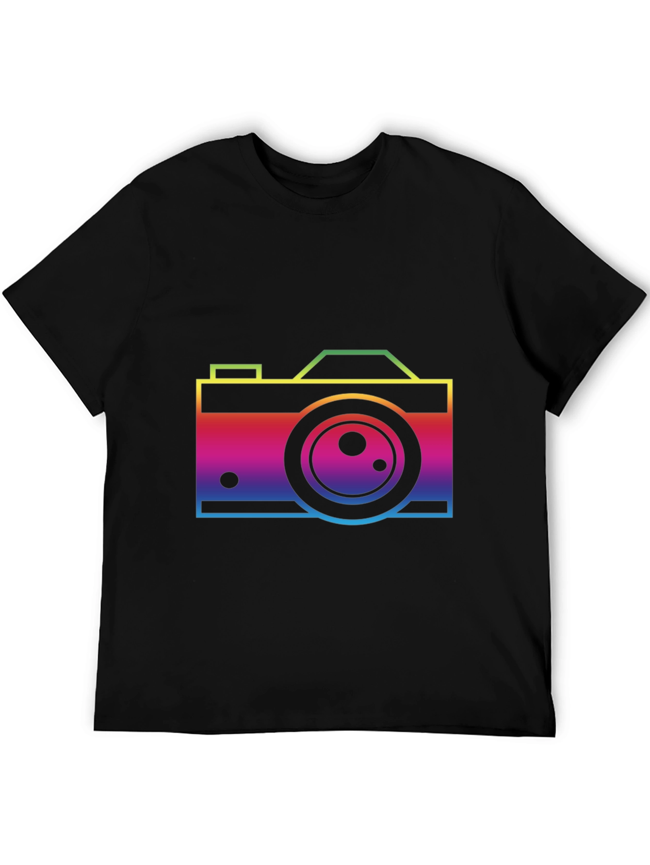 Rainbow Camera Graphic T-Shirt - Black Cotton Tee