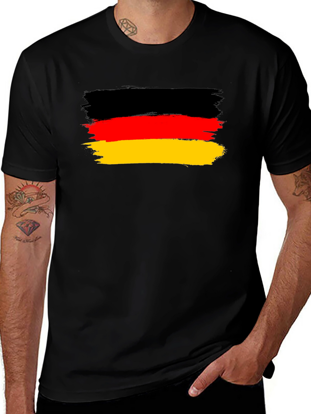 Germany Flag T-Shirt: Black Cotton Blend Tee