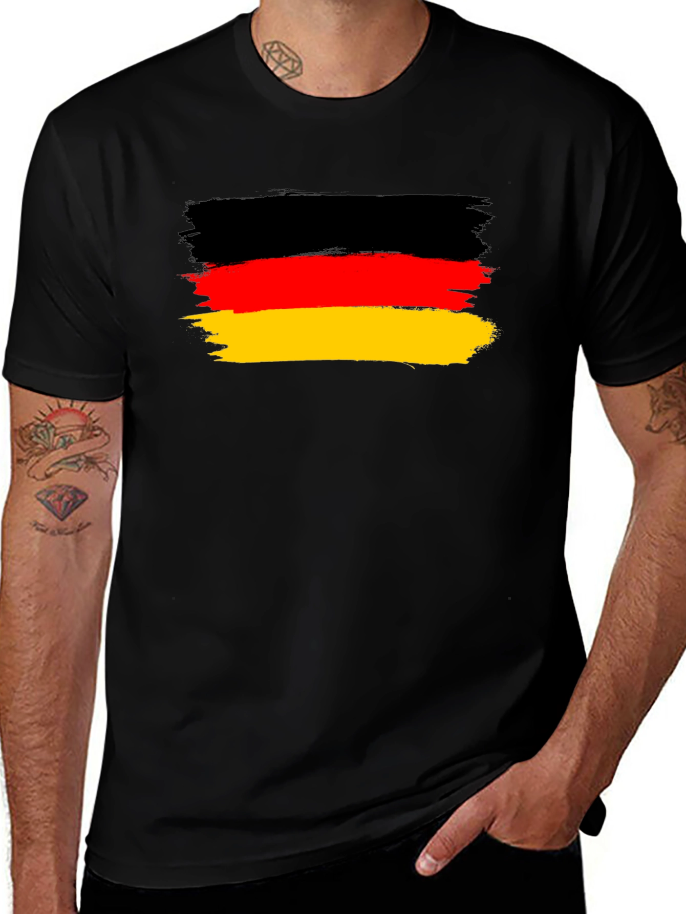 Germany Flag T-Shirt: Black Cotton Blend Tee