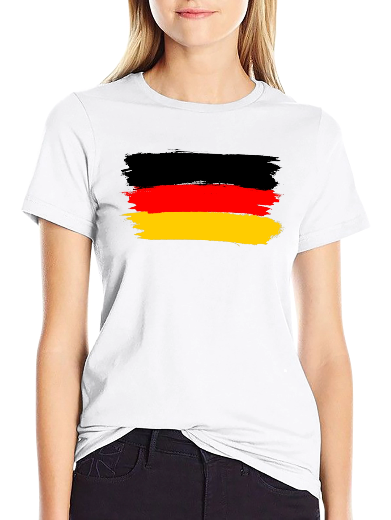 Germany Flag T-Shirt: Black Cotton Blend Tee