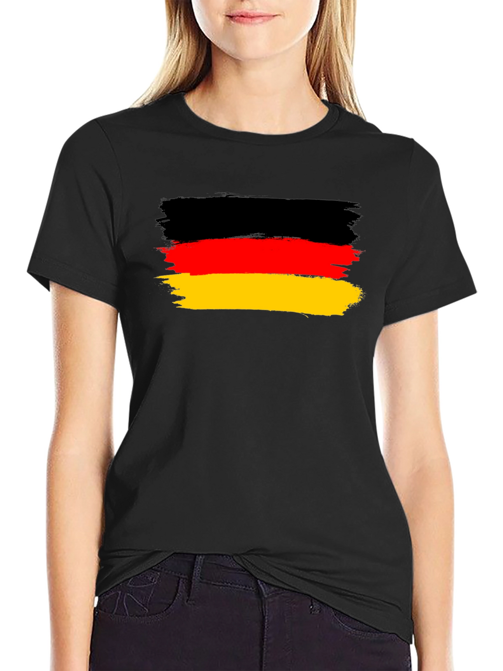 Germany Flag T-Shirt: Black Cotton Blend Tee