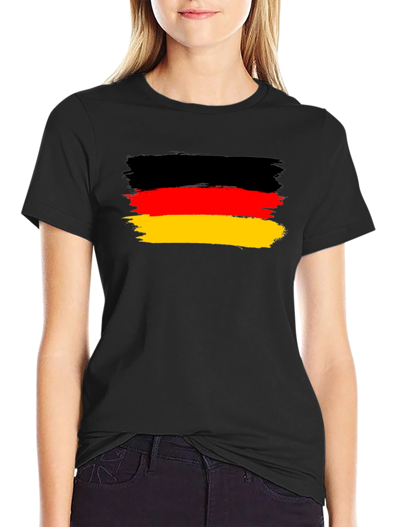 Germany Flag T-Shirt: Black Cotton Blend Tee