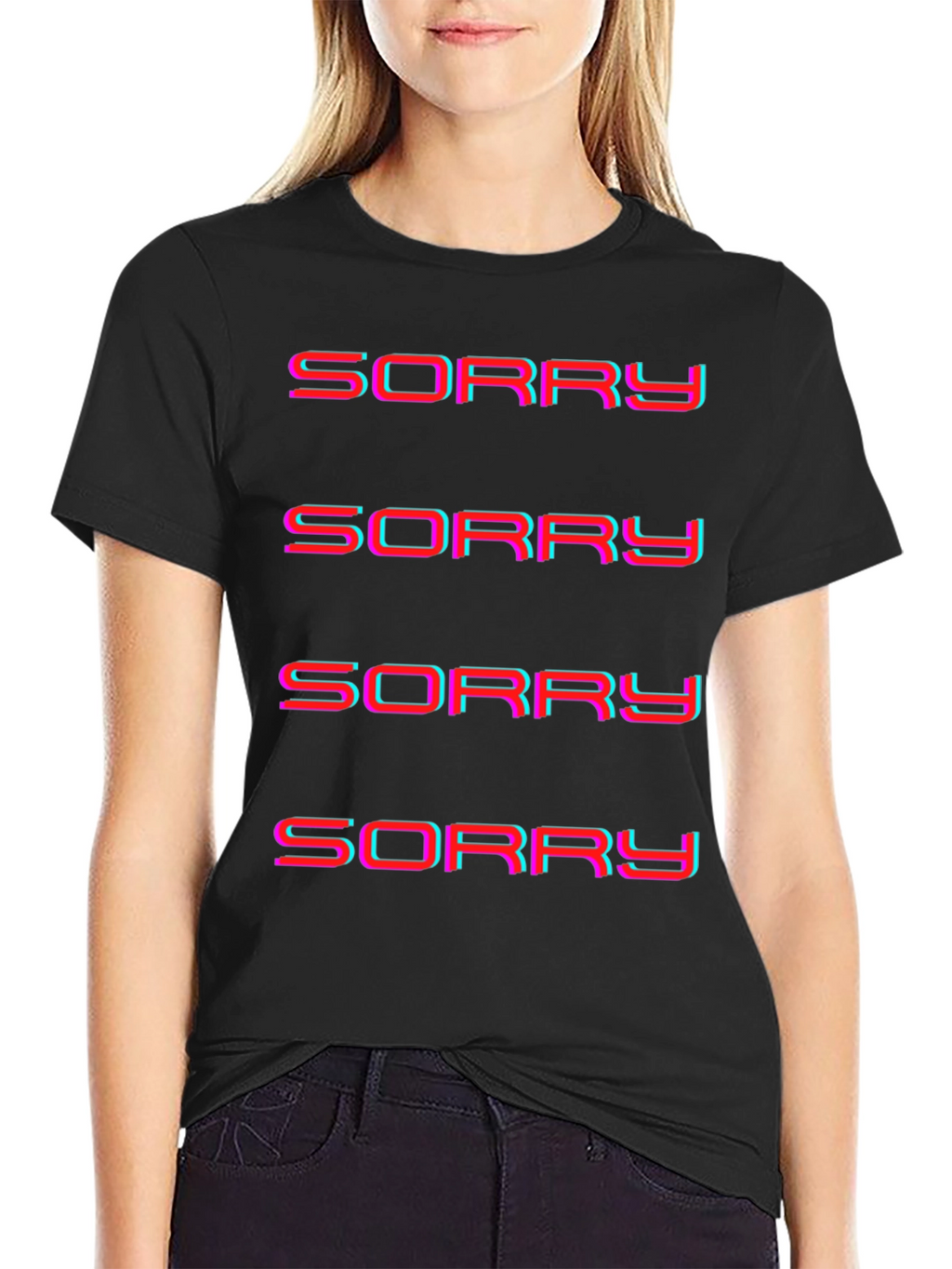 Sorry Glitch Graphic Tee - Soft Cotton Blend