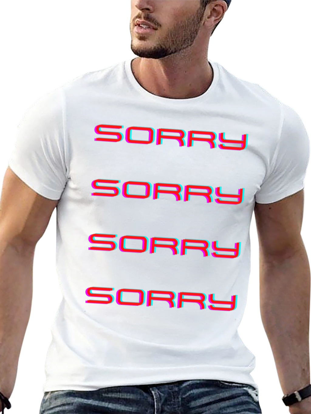 Sorry Glitch Graphic Tee - Soft Cotton Blend