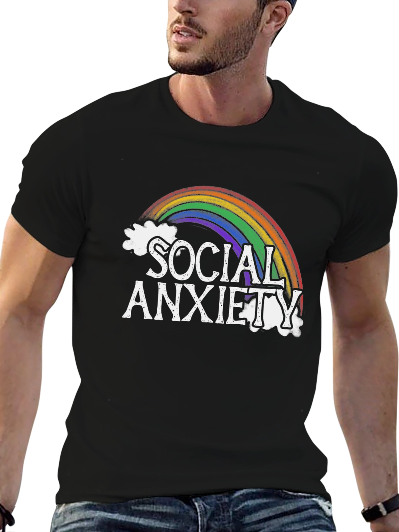 Social Anxiety Rainbow Graphic T-Shirt