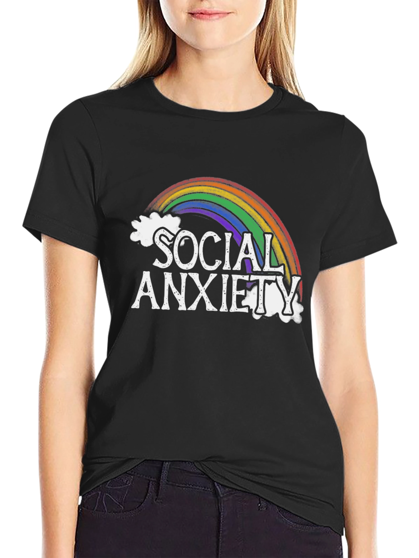 Social Anxiety Rainbow Graphic T-Shirt