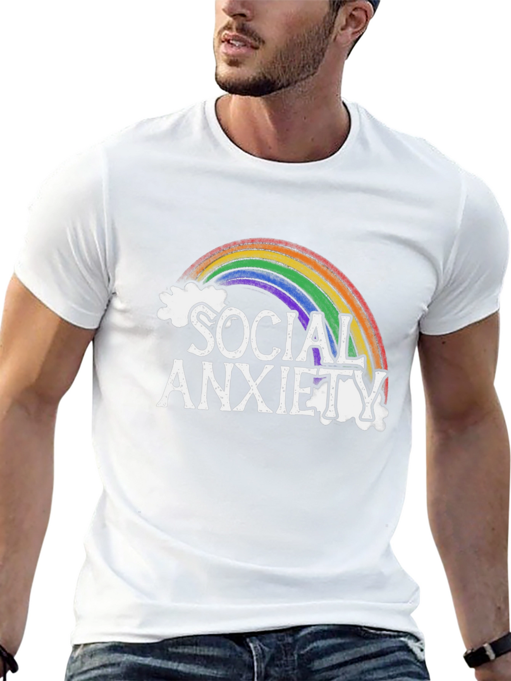 Social Anxiety Rainbow Graphic T-Shirt