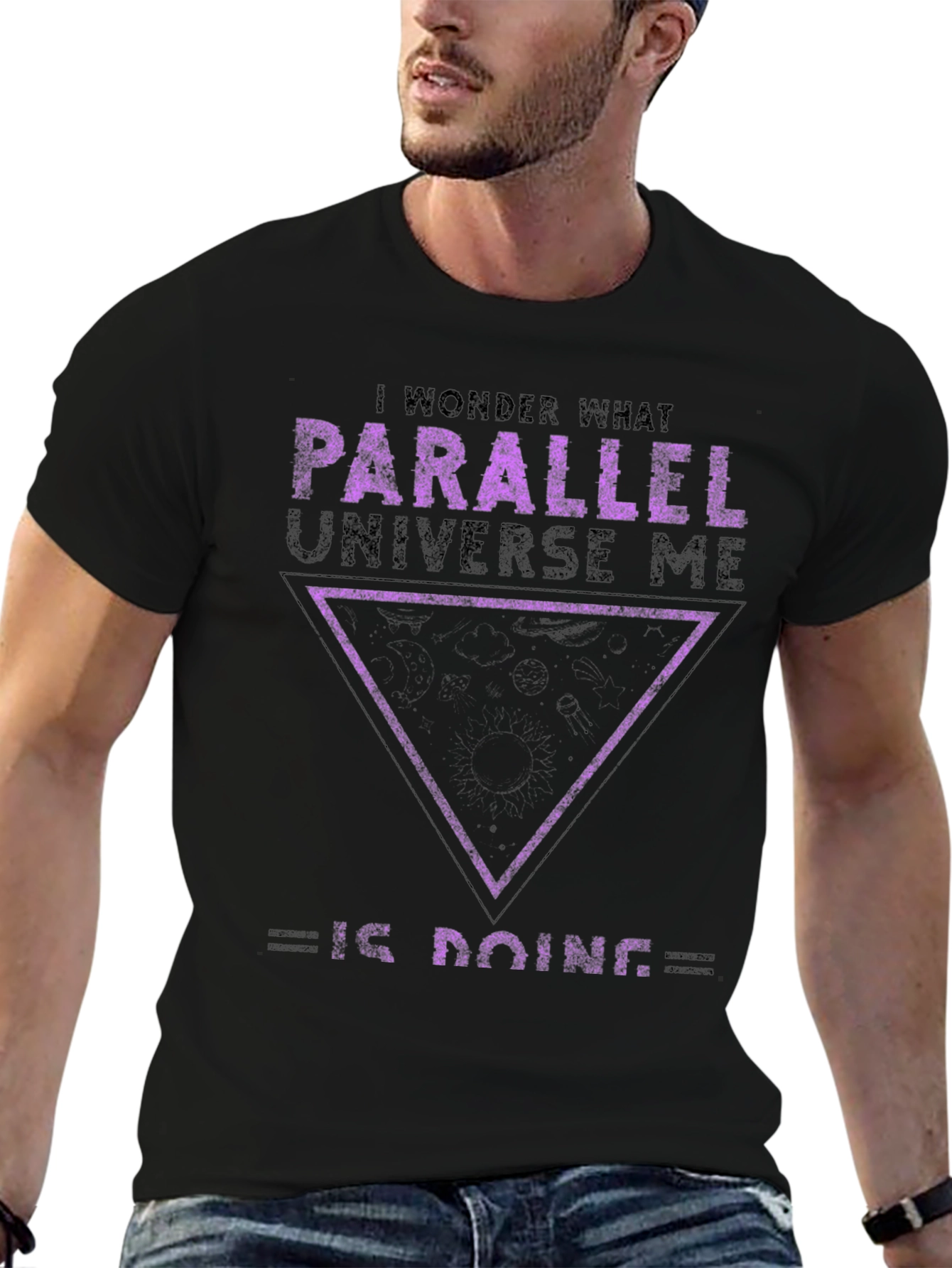 Parallel Universe Me Graphic T-Shirt - Black Cotton Tee