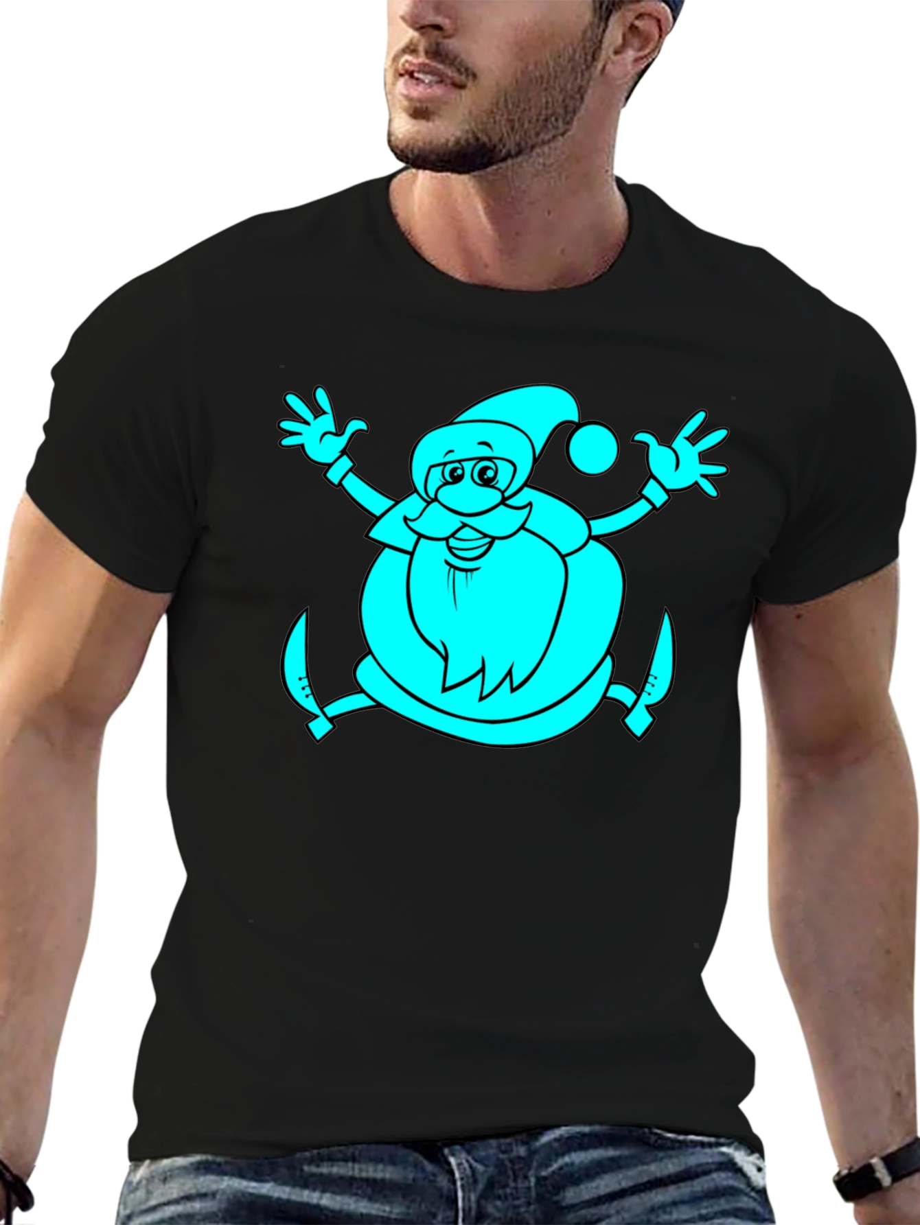 Santa Graphic Black T-Shirt