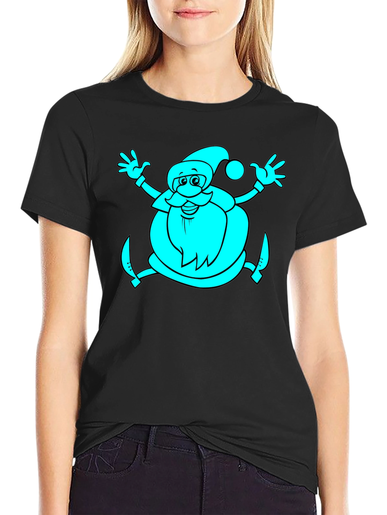 Santa Graphic Black T-Shirt