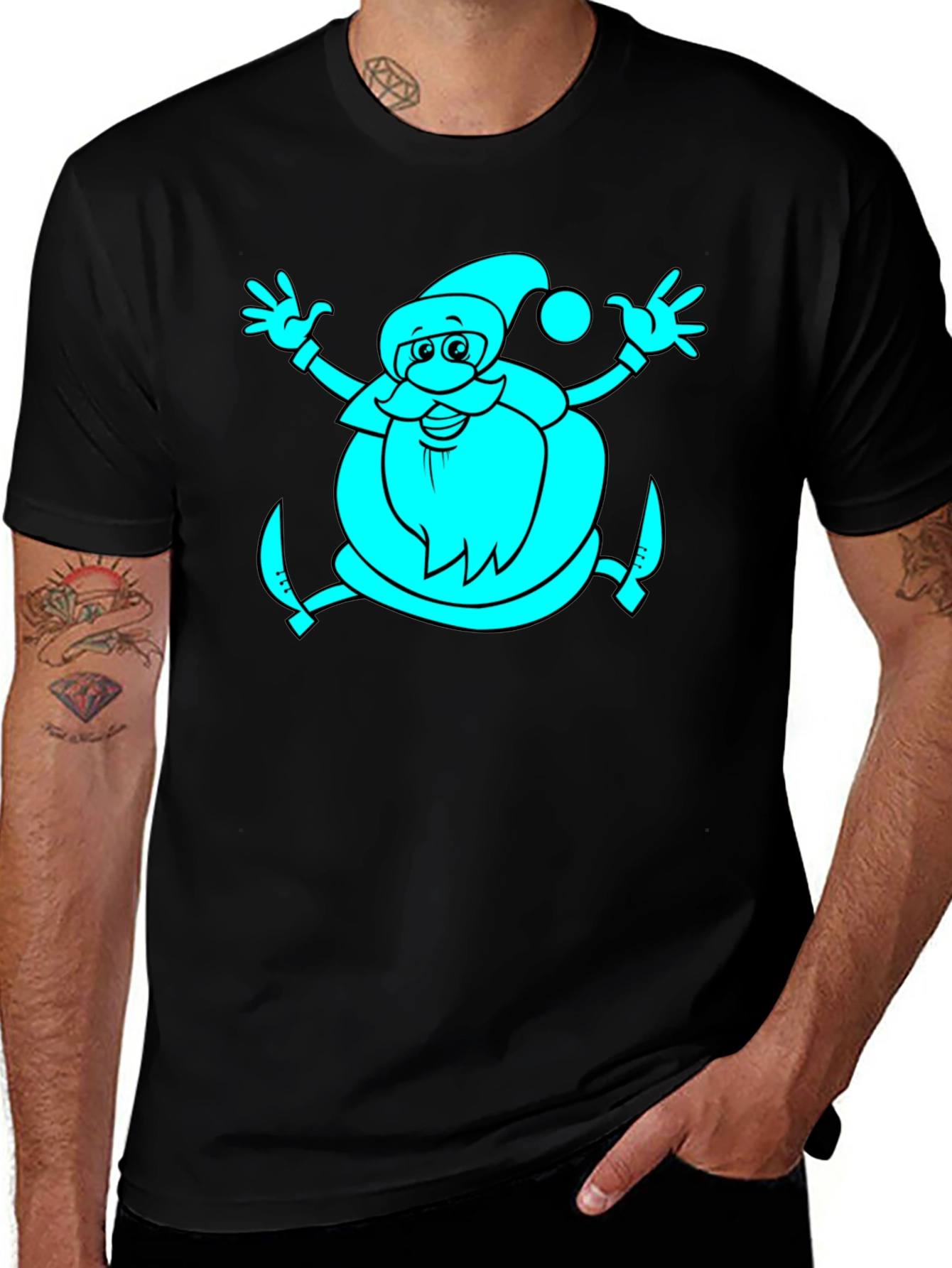 Santa Graphic Black T-Shirt