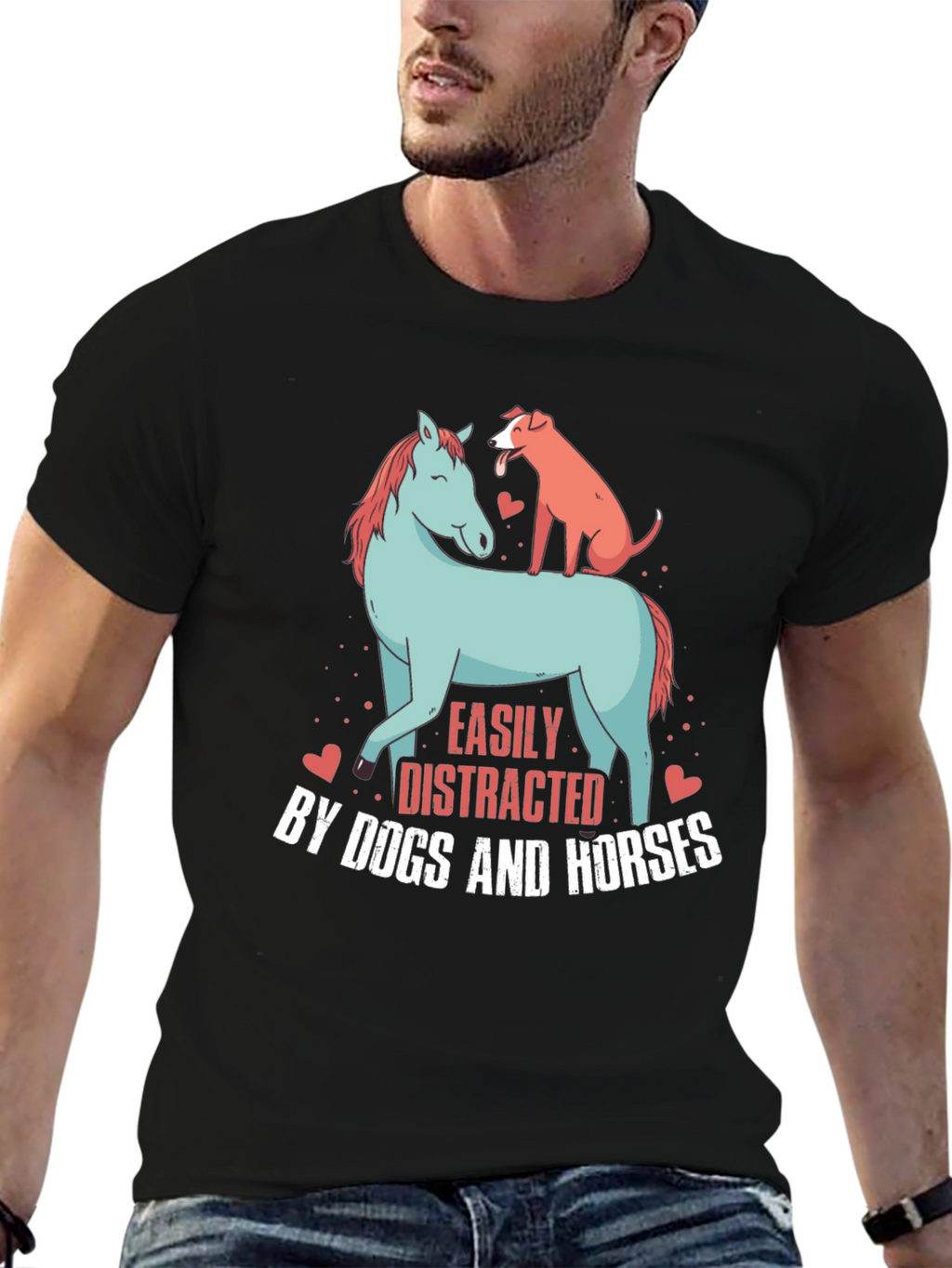 Easily Distracted By Dogs & Horses Graphic Tee