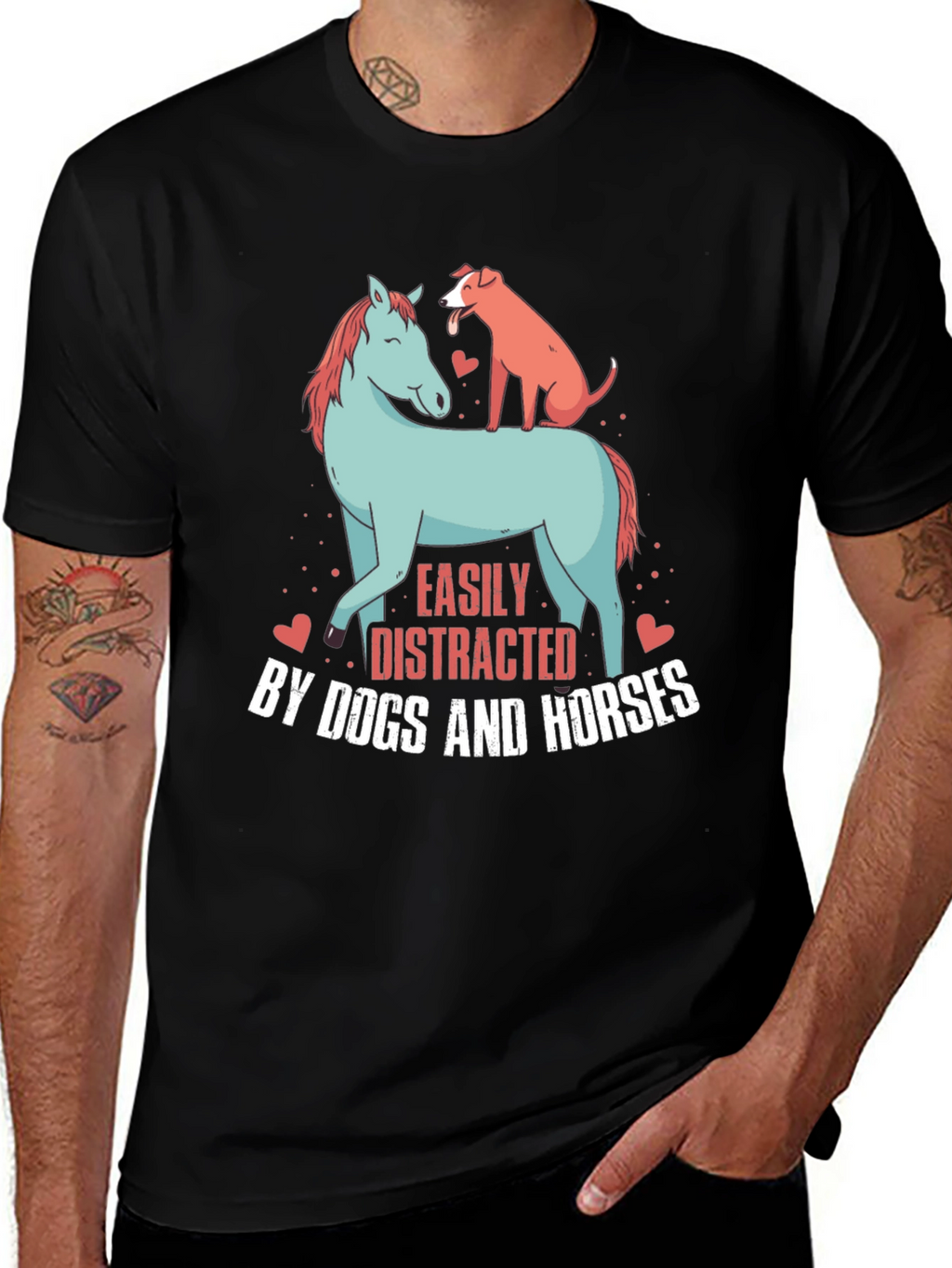 Easily Distracted By Dogs & Horses Graphic Tee