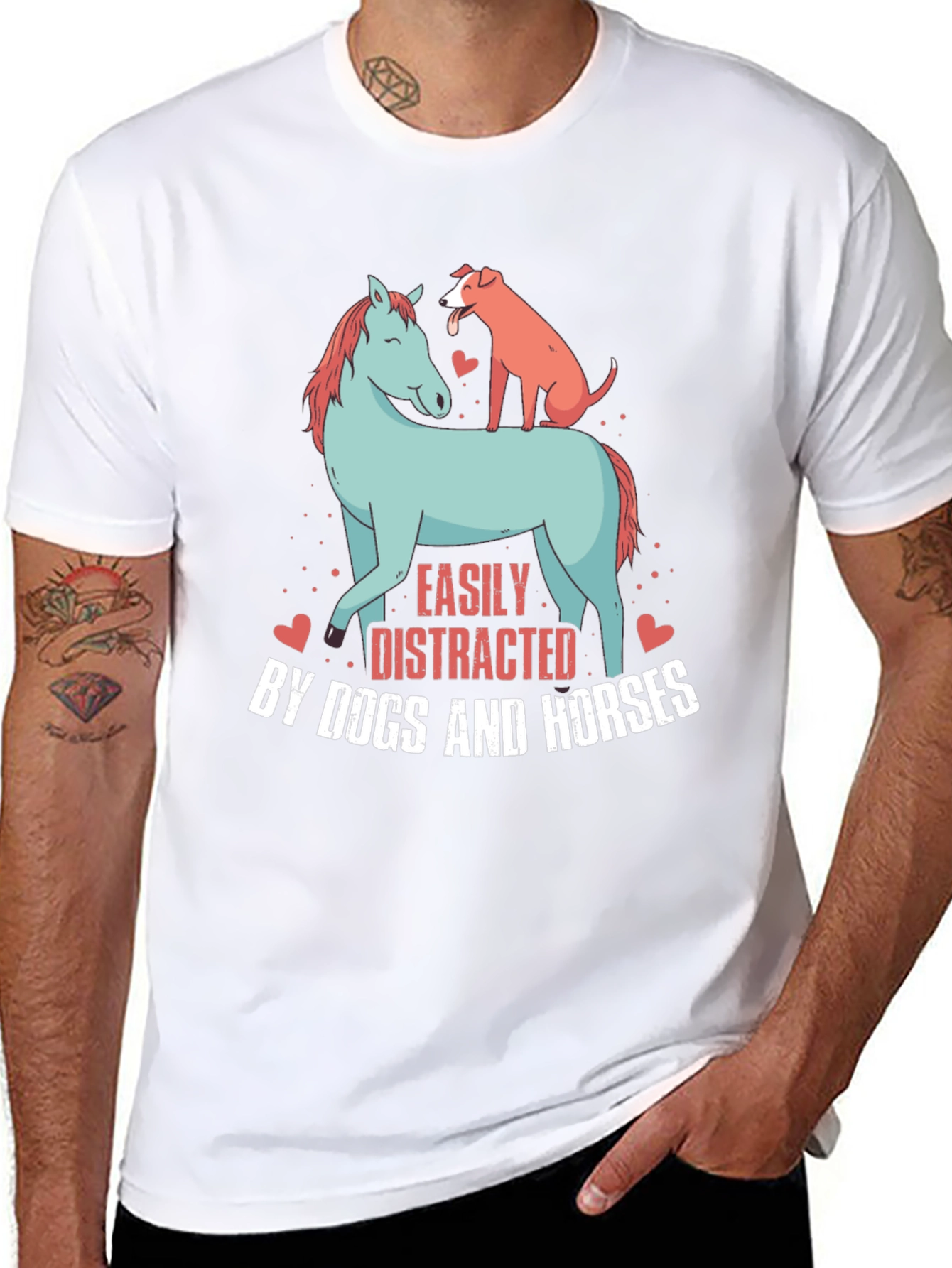 Easily Distracted By Dogs & Horses Graphic Tee